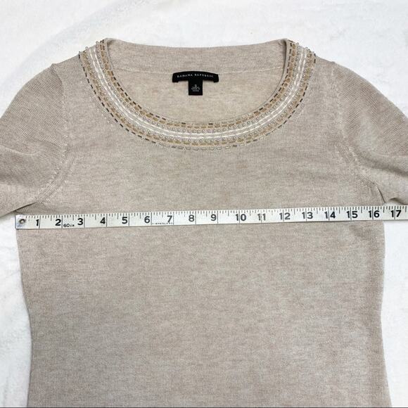 BANANA REPUBLIC Beige Embellished Beaded Wool Blend Sweater size Small - Picture 7 of 10